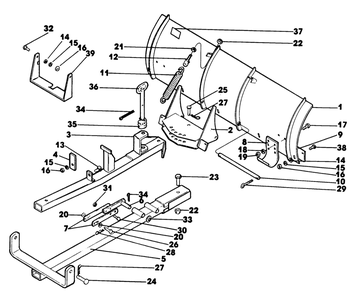 Dozer Blade Diagram and Parts List for 62542C (H00000001-H99999999)(1989) Lawn Boy Lawn Tractor